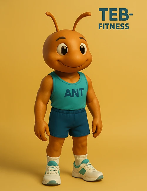 Why did the character ANT become the symbol of the TEB-Fitness brand?